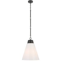 Pendant Light E27 400mm Black Matt Opal Brine Telbix