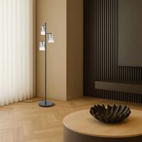 Floor Lamp 3 Light LED 10W 4000K Black Smoke Crevil Telbix