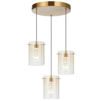 Pendant Light 3 Light LED 12W 4000K Antique Gold Amber Crevil Telbix
