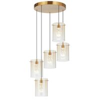 Pendant Light 5 Light LED 16W 4000K Antique Gold Amber Crevil Telbix