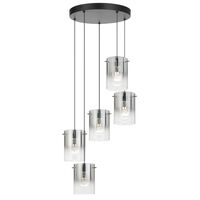 Pendant Light 5 Light LED 16W 4000K Black Smoke Crevil Telbix