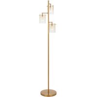 Floor Lamp 3 Light LED 10W 4000K Antique Gold Amber Crevil Telbix