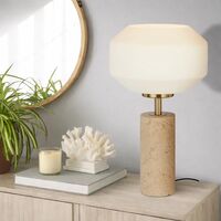 Table Lamp E27 Inline Switch Travertine Opal Deana Telbix