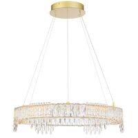 Pendant Light 1 Tier LED 46W Tri-Colour Gold Crystal Erika Telbix