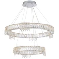 Pendant Light 2 Tier LED 74W Tri-Colour Chrome Crystal Erika Telbix
