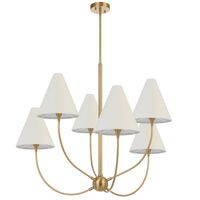 Pendant Light 6 Light E14 1030mm Antique Gold Ivory Farnix Telbix