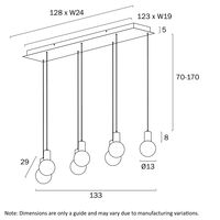 Bar Pendant Light LED 40W 4000K 1330mm Nickel Clear Invar Telbix