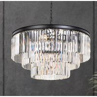 Pendant Light Frame Only 6 Light E14 Black Crystal Serene Telbix