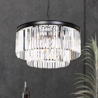 Pendant Light Frame Only 6 Light E14 Black Crystal Serene Telbix