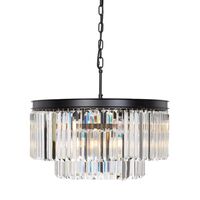 Pendant Light Frame Only 8 Light E14 Black Crystal Serene Telbix