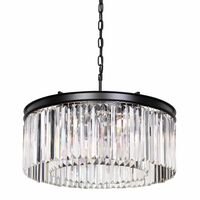 Pendant Light Frame Only 6 Light E14 Black Crystal Serene Telbix