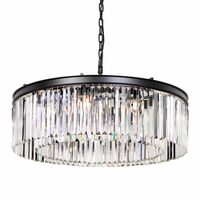 Pendant Light Frame Only 16 Light E14 Black Crystal Serene Telbix