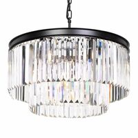 Pendant Light Frame Only 6 Light E14 Black Crystal Serene Telbix