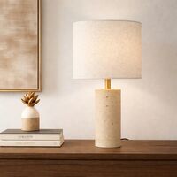 Table Lamp E27 555mm Beige Travertine Ivory Polano Telbix