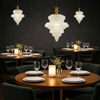 Pendant Light E27 380mm Antique Gold Frost Privas Telbix
