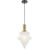 Pendant Light E27 280mm Antique Gold Frost Privas Telbix