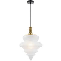 Pendant Light E27 380mm Antique Gold Frost Privas Telbix