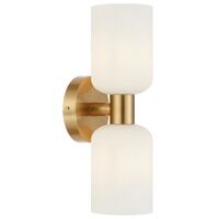 Wall Light 2 Light E14 Antique Gold Opal Matt Riven Telbix