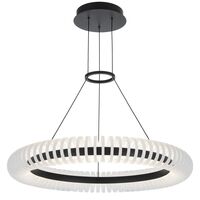 Pendant Light LED 40W Tri-Colour Dimmable 600mm Black Romay Telbix