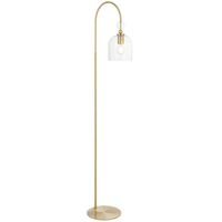 Floor Lamp E27 Foot Switch 1500mm Matt Brass Clear Rotif Telbix