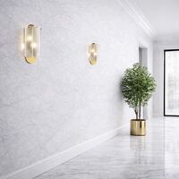 Wall Light 2 Light E14 Antique Gold Clear Samona Telbix