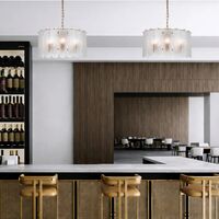 Pendant Light 6 Light E14 550mm Antique Gold Clear Samona Telbix