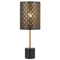 Table Lamp E27 Inline Switch Black Antique Gold Valtor Telbix
