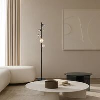 Floor Lamp 5 Light G9 Foot Switch Black Matt Mirror Varlin Telbix