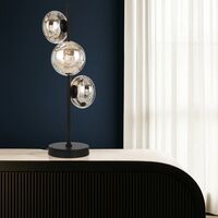 Table Lamp 3 Light G9 Inline Switch Black Matt Mirror Varlin Telbix
