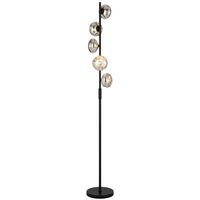 Floor Lamp 5 Light G9 Foot Switch Black Matt Mirror Varlin Telbix