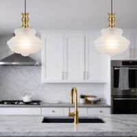 Pendant Light E27 265mm Antique Gold Frost Verdun Telbix