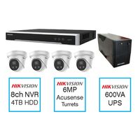 8 Channel CCTV Kit with 6MP AcuSense Turrets and UPS Hikvision