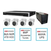 8 Channel CCTV Kit with 8MP AcuSense Turrets and UPS Hikvision