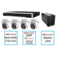 8 Channel CCTV Kit with 6MP Hybrid Turrets and UPS Hikvision