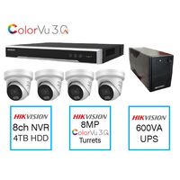 8 Channel CCTV Kit with 8MP ColorVu 3.0 Turrets and UPS Hikvision