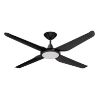 Motion 52 Inch DC Ceiling Fan with LED Light 4 Blade Black Domus