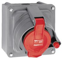 HYPRA - IEC industrial surface mount box IP44 - for Prisinter surface sockets 2P+E/3P+E/3P+N+E - 32A - metal grey