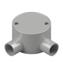 25mm Grey PVC 2-Way Angle Shallow Junction Box