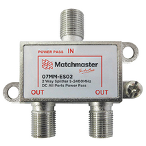 2 Way Splitter 'F' Type 5-2400MHz Power Pass All Ports (Bag)