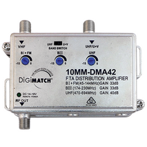 Distribution Amplifier UHF/VHF 40dB with 4G/5G Filter and Power Supply