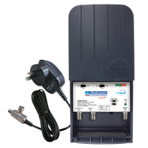 Power Passing Masthead Amplifier VHF/UHF 34dB with 4G/5G Filter and Power Supply