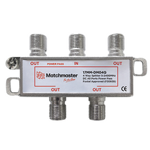 4 Way Splitter 'F' Type 5-2400MHz Power Pass All Ports (Bag)