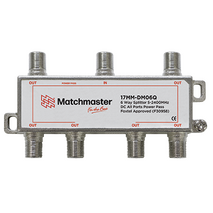 6 Way ‘F’ Type Splitter 5-2400MHz DC All Ports Power Pass (Bag)