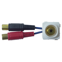 3.5mm Stereo Socket Wall Plate to 2 Female RCA Tails (4 Pack)