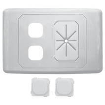 2 Way Outlet Plate with Cable Management including 2 Blank Inserts