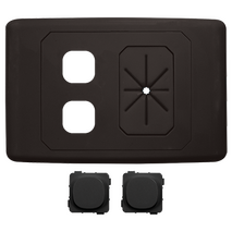 2 Gang Outlet Plate with Cable Management (Black)