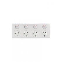 Puma - 4 Gang Fixed Power Point Double Pole 10A  Matt White x15 - PUBIG4MW