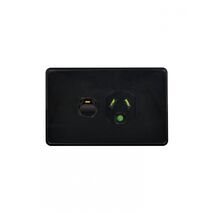 Pumau00a0Power Point Switched 1 Gang, 10A 250V~, with Lighting Pin  Black x10 - PUPP1GLBK