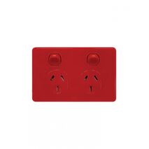 Puma - Power Point Double Pole Switched 2 Gang, 10A 250V~, Shuttered, Vandal Proof, RED  x10 - PUPP2GVPRD