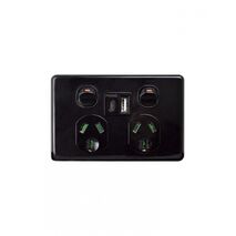 Puma - Power Point, USB Charger, Dual Fully Integrated (Type A & C)  Black x1 - PUPP2USB2GACBK